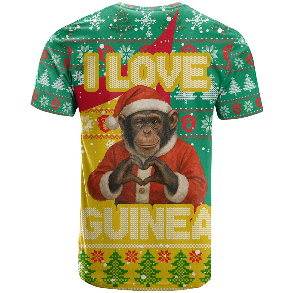 Guinea Christmas T shirt Santa Chimpanzee Heart Hands and Snowflake - African Pride