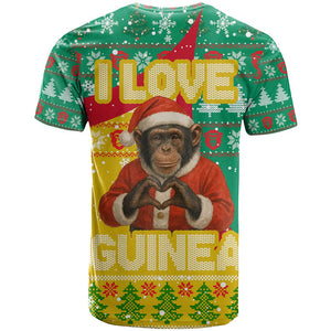 Guinea Christmas T shirt Santa Chimpanzee Heart Hands and Snowflake - African Pride
