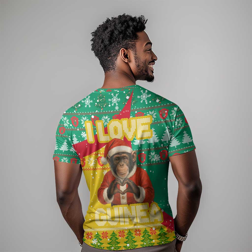 Guinea Christmas T shirt Santa Chimpanzee Heart Hands and Snowflake - African Pride