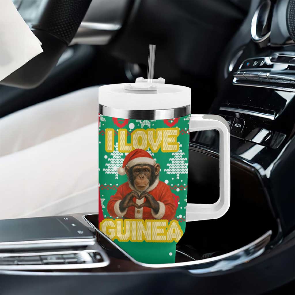 Guinea Christmas Tumbler With Handle Santa Chimpanzee Heart Hands and Snowflake - African Pride