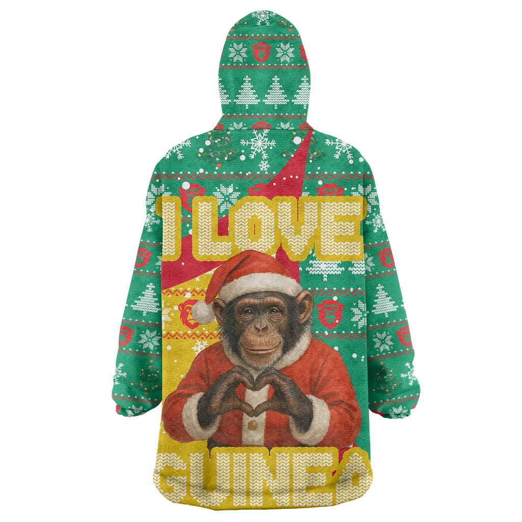 Guinea Christmas Wearable Blanket Hoodie Santa Chimpanzee Heart Hands and Snowflake - African Pride