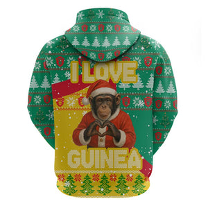Guinea Christmas Zip Hoodie Santa Chimpanzee Heart Hands and Snowflake - African Pride