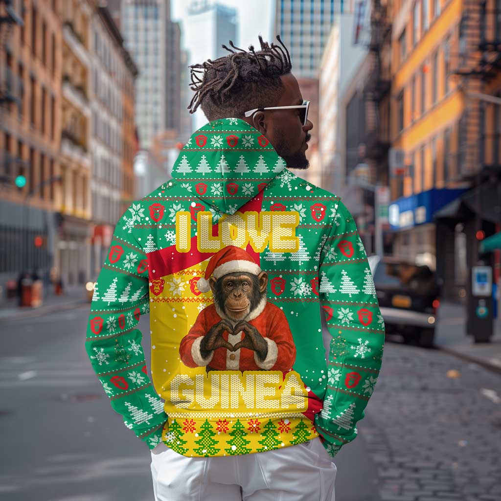 Guinea Christmas Zip Hoodie Santa Chimpanzee Heart Hands and Snowflake - African Pride