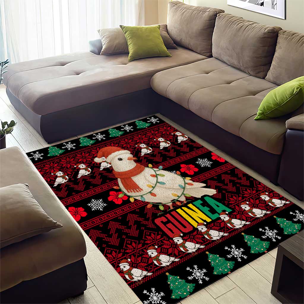 Guinea Christmas Area Rug Festive Dove String Lights and Red Black Holiday - African Pride