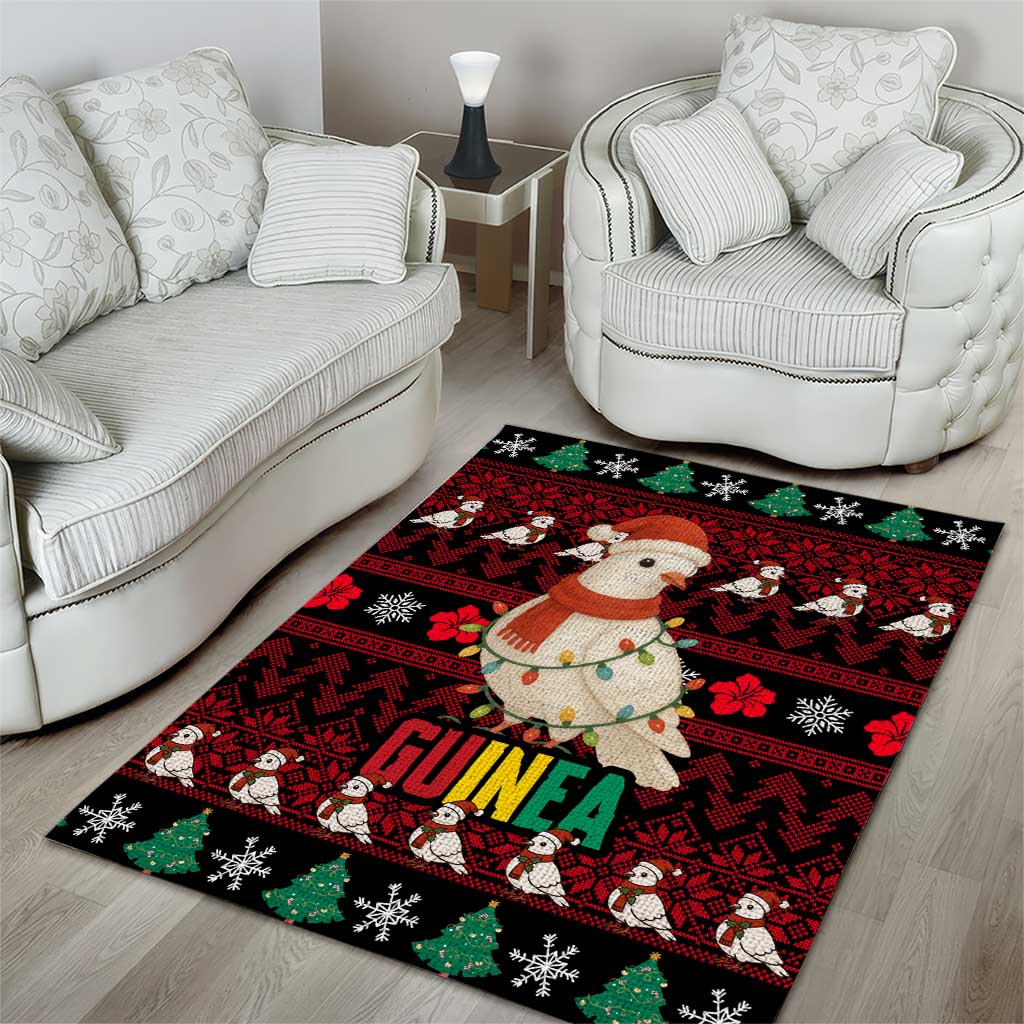 Guinea Christmas Area Rug Festive Dove String Lights and Red Black Holiday - African Pride