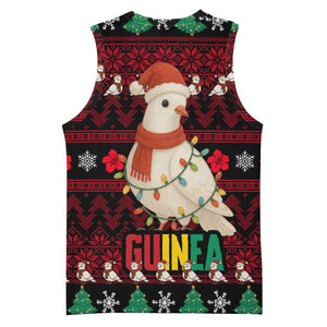 Guinea Christmas Basketball Jersey Festive Dove String Lights and Red Black Holiday - African Pride