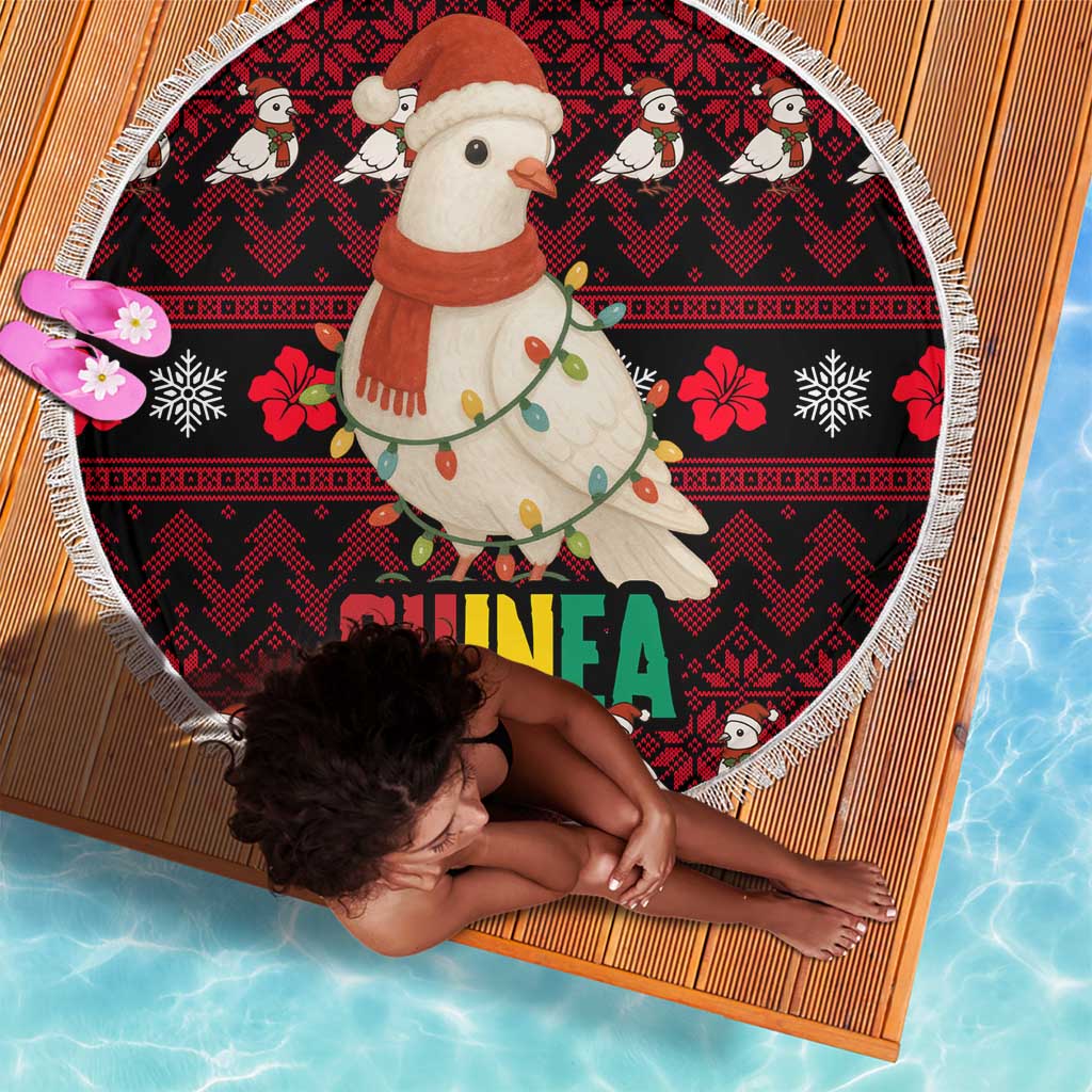 Guinea Christmas Beach Blanket Festive Dove String Lights and Red Black Holiday - African Pride