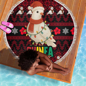 Guinea Christmas Beach Blanket Festive Dove String Lights and Red Black Holiday - African Pride
