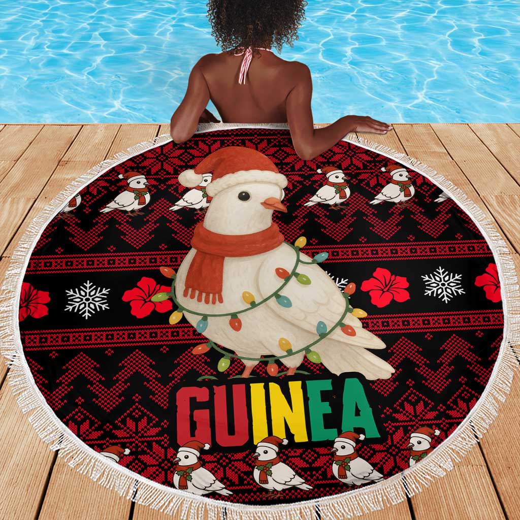 Guinea Christmas Beach Blanket Festive Dove String Lights and Red Black Holiday - African Pride
