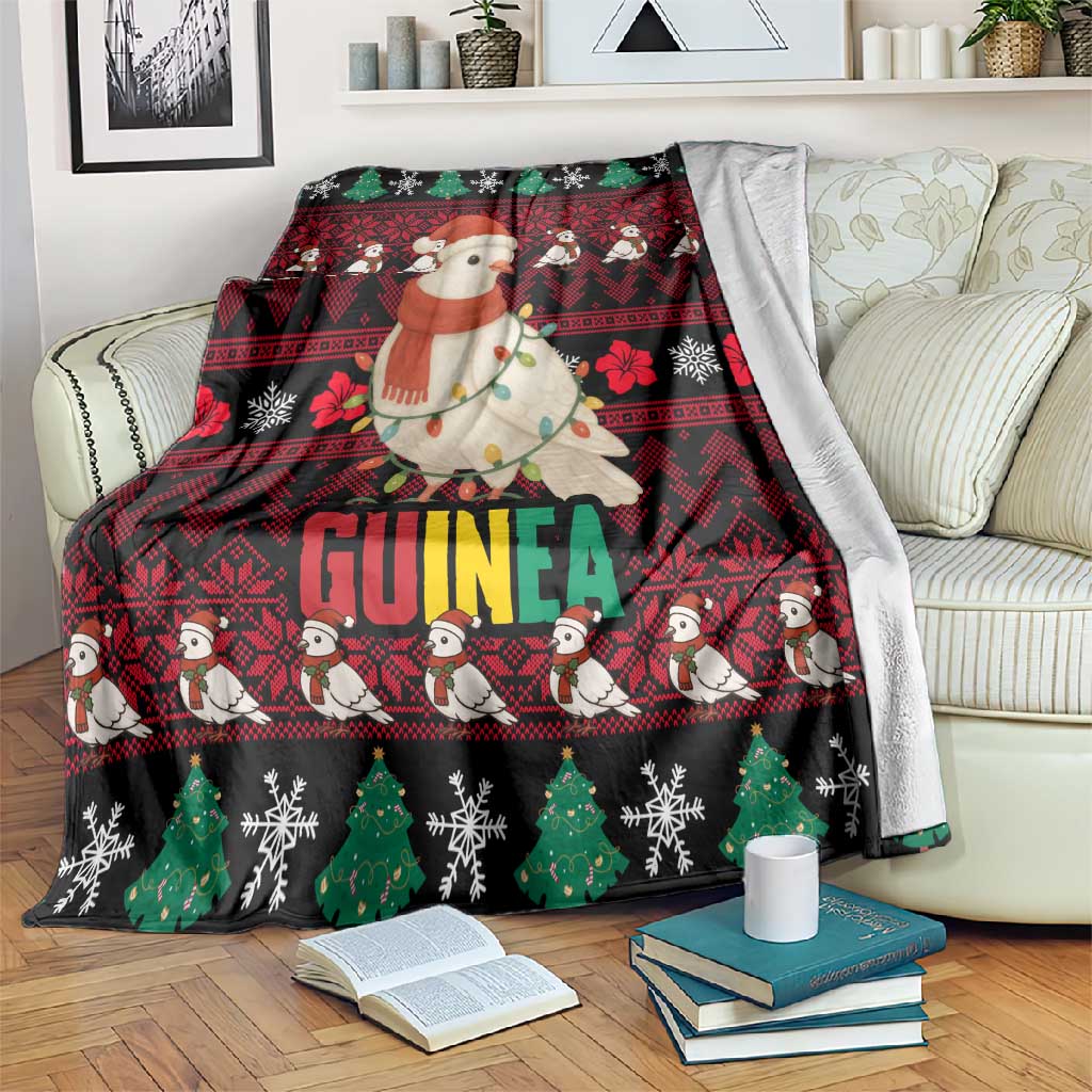 Guinea Christmas Blanket Festive Dove String Lights and Red Black Holiday - African Pride