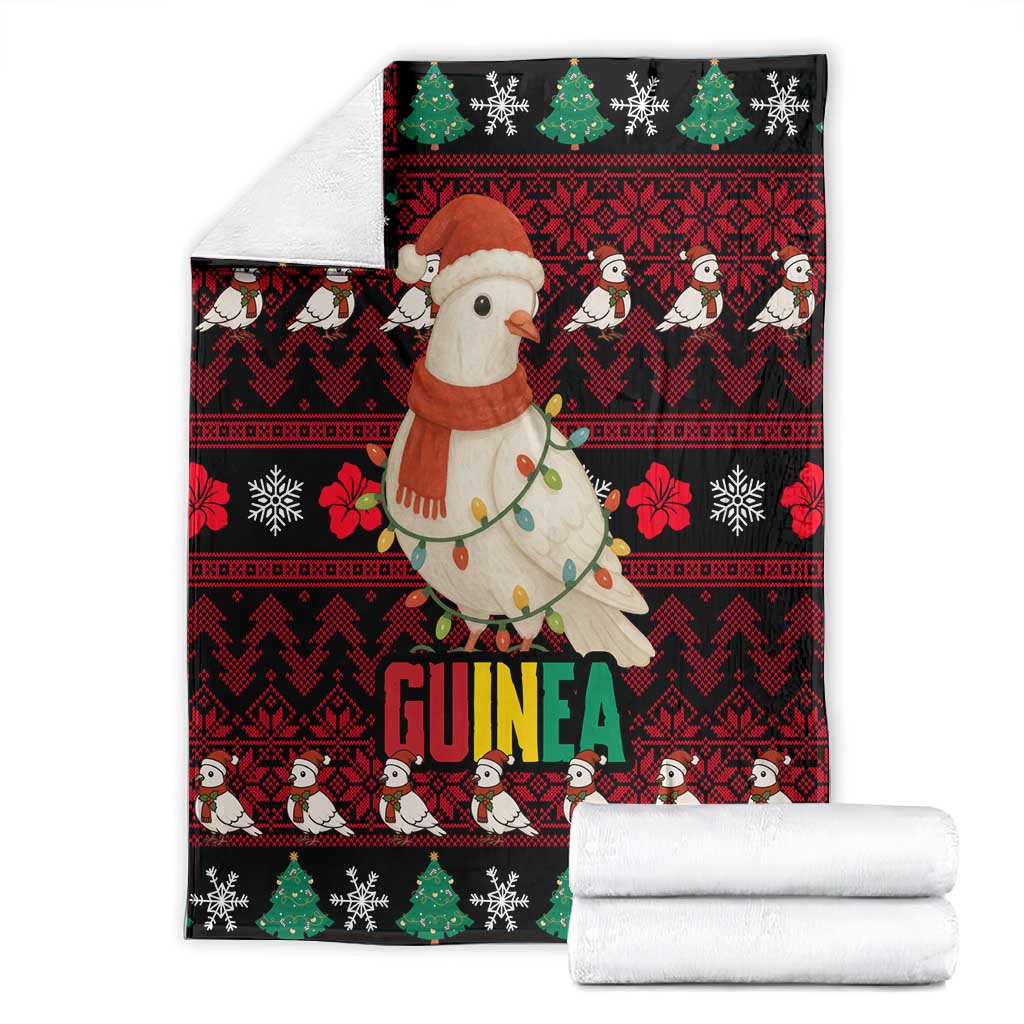 Guinea Christmas Blanket Festive Dove String Lights and Red Black Holiday - African Pride