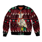 Guinea Christmas Bomber Jacket Festive Dove String Lights and Red Black Holiday - African Pride