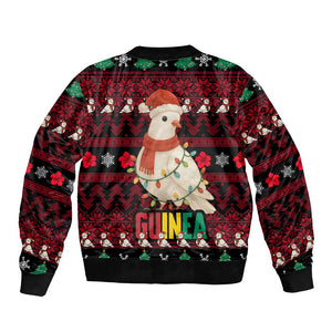 Guinea Christmas Bomber Jacket Festive Dove String Lights and Red Black Holiday - African Pride