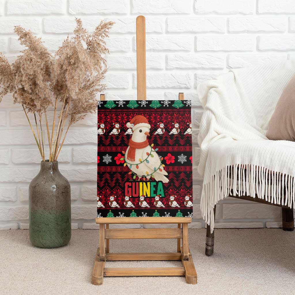 Guinea Christmas Canvas Wall Art Festive Dove String Lights and Red Black Holiday - African Pride