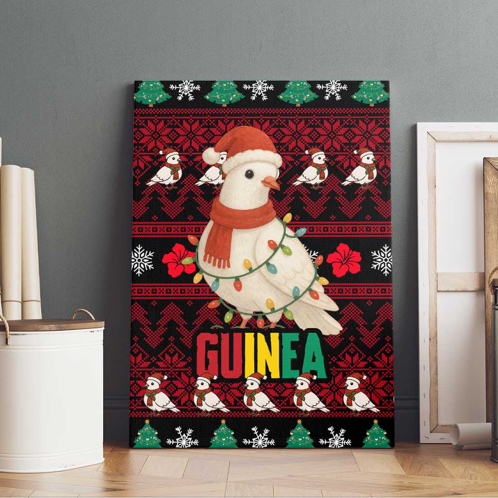 Guinea Christmas Canvas Wall Art Festive Dove String Lights and Red Black Holiday - African Pride
