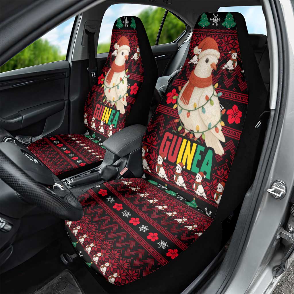 Guinea Christmas Car Seat Cover Festive Dove String Lights and Red Black Holiday - African Pride