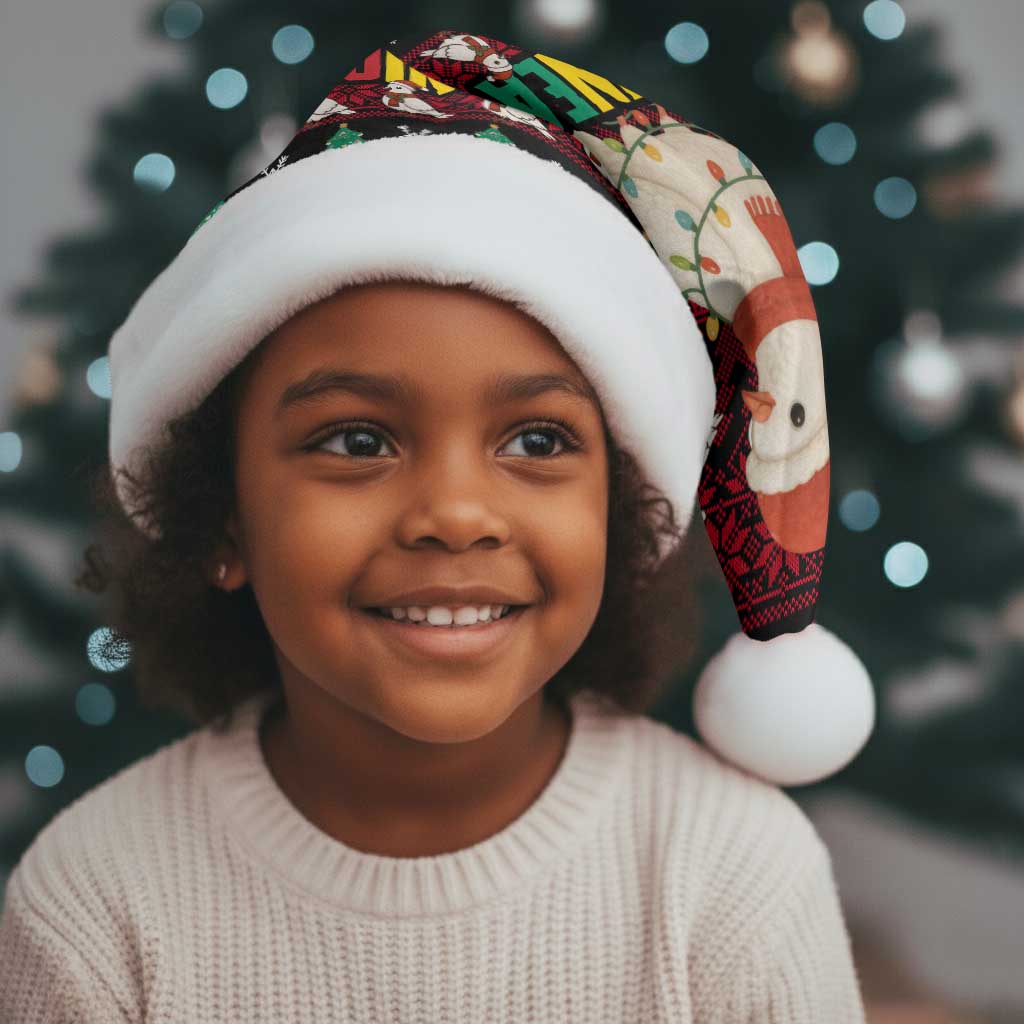 Guinea Christmas Santa Hat Festive Dove String Lights and Red Black Holiday - African Pride
