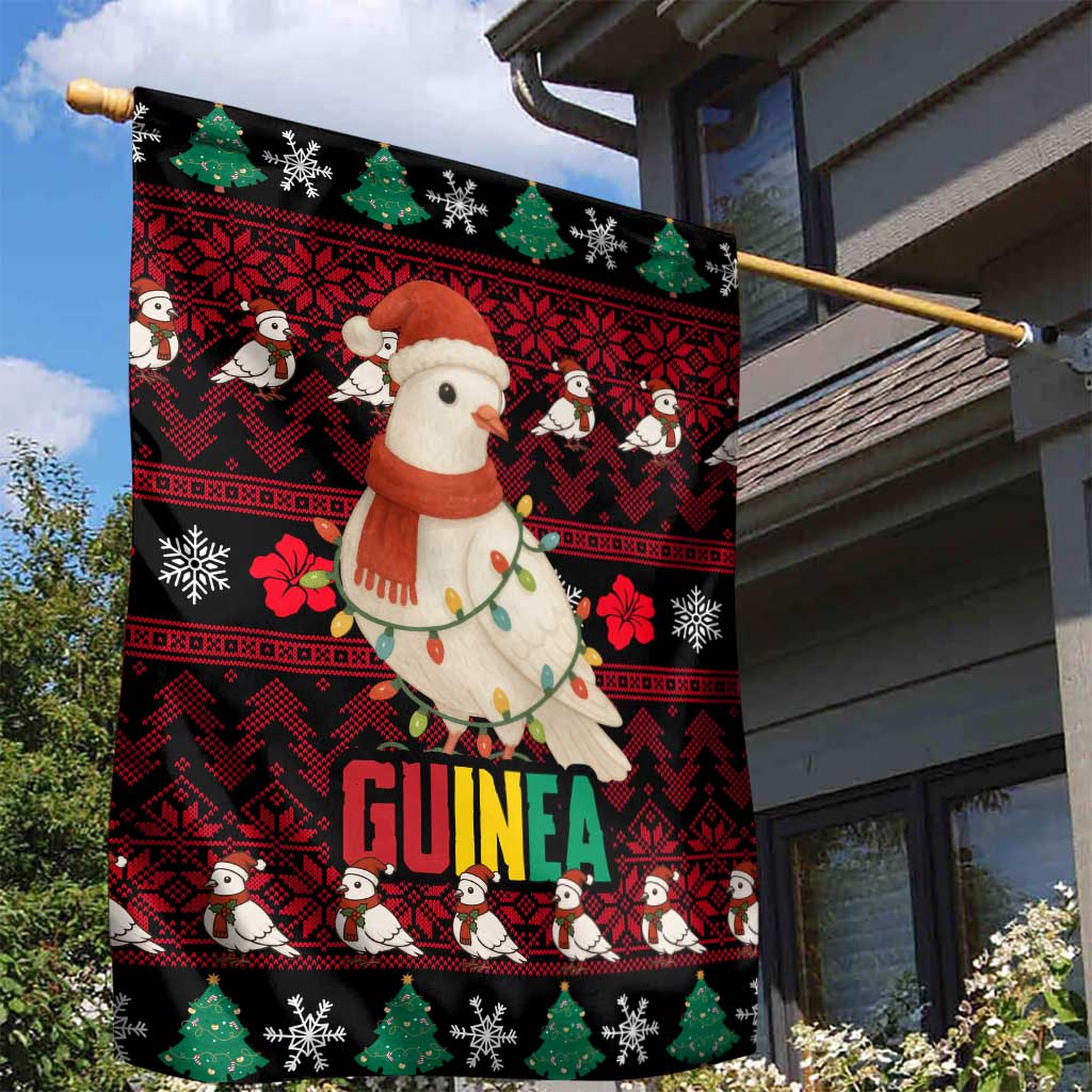 Guinea Christmas Garden Flag Festive Dove String Lights and Red Black Holiday - African Pride