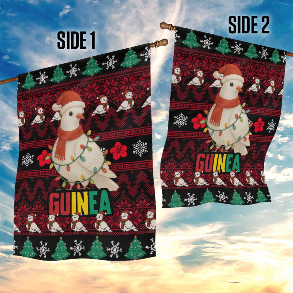 Guinea Christmas Garden Flag Festive Dove String Lights and Red Black Holiday - African Pride