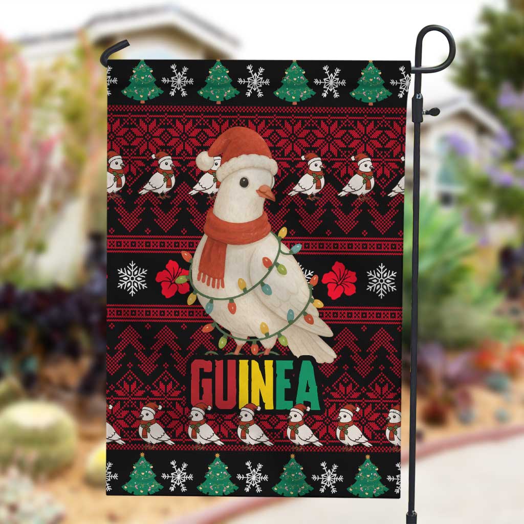 Guinea Christmas Garden Flag Festive Dove String Lights and Red Black Holiday - African Pride