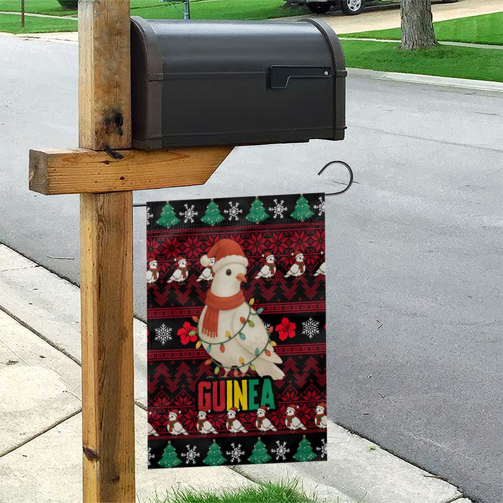 Guinea Christmas Garden Flag Festive Dove String Lights and Red Black Holiday - African Pride