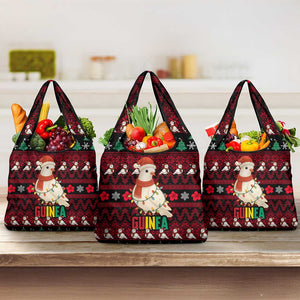 Guinea Christmas Grocery Bag Festive Dove String Lights and Red Black Holiday - African Pride