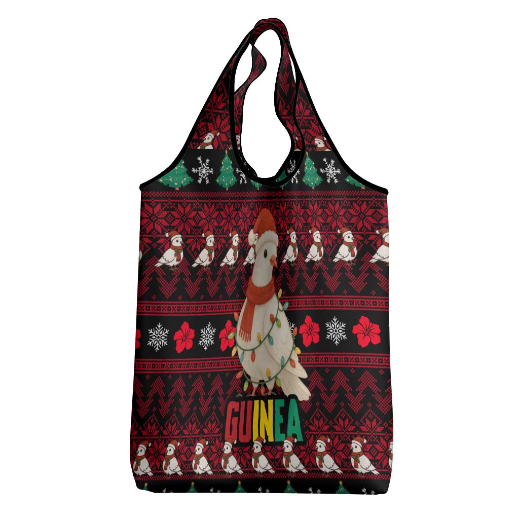 Guinea Christmas Grocery Bag Festive Dove String Lights and Red Black Holiday - African Pride