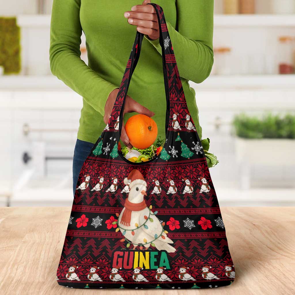 Guinea Christmas Grocery Bag Festive Dove String Lights and Red Black Holiday - African Pride