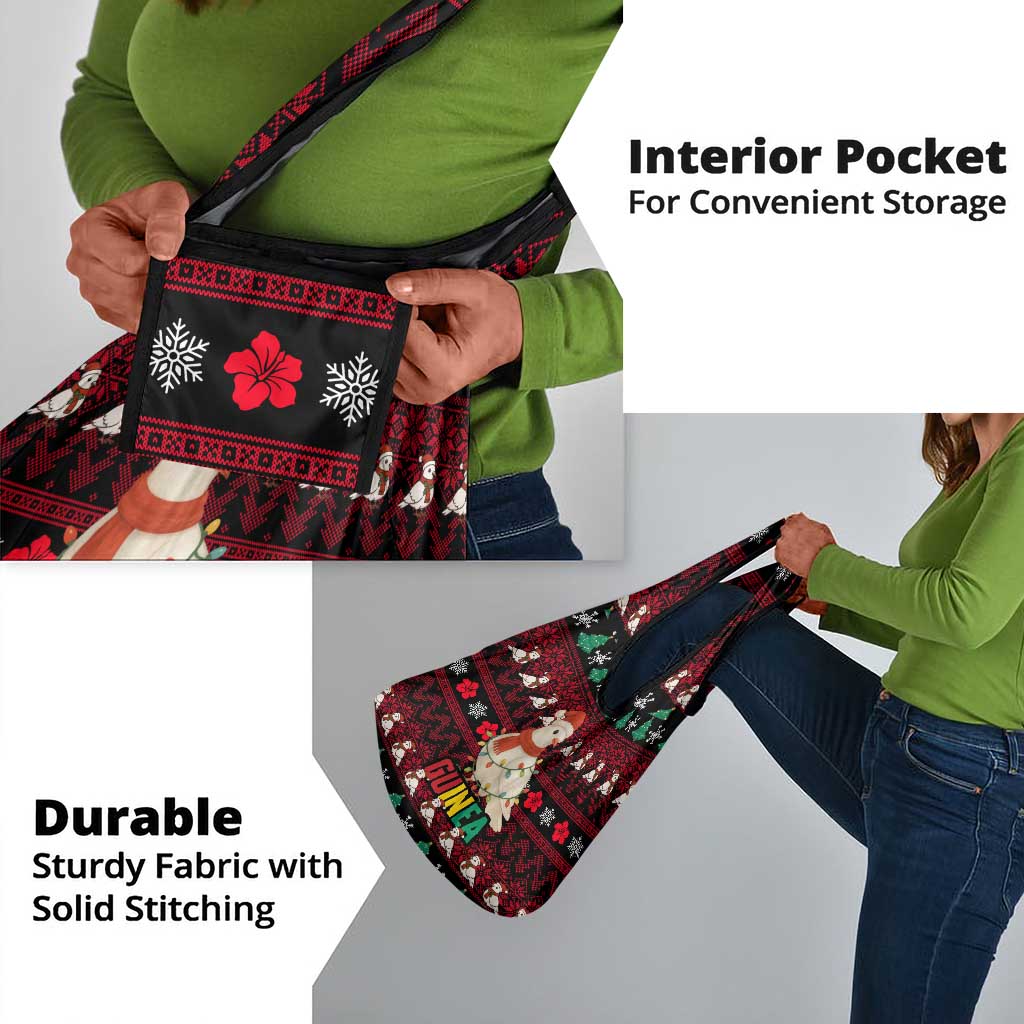 Guinea Christmas Grocery Bag Festive Dove String Lights and Red Black Holiday - African Pride