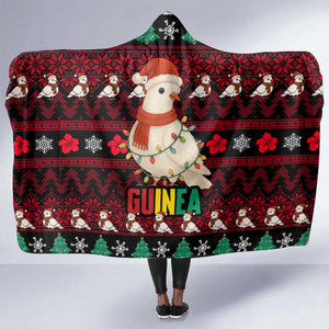 Guinea Christmas Hooded Blanket Festive Dove String Lights and Red Black Holiday - African Pride