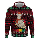Guinea Christmas Hoodie Festive Dove String Lights and Red Black Holiday - African Pride