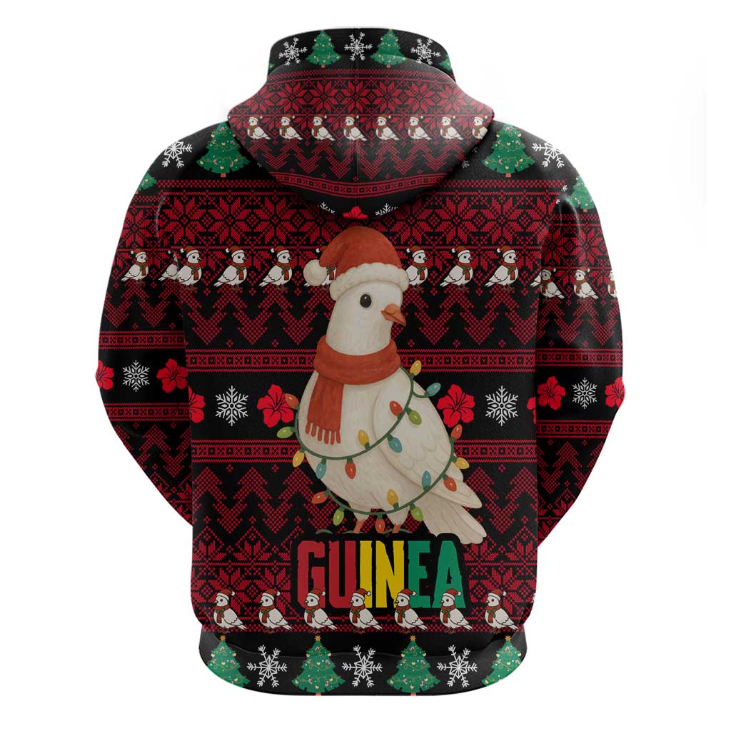 Guinea Christmas Hoodie Festive Dove String Lights and Red Black Holiday - African Pride