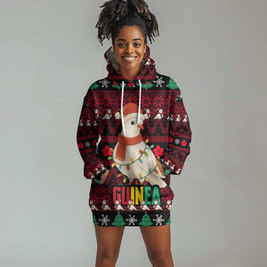 Guinea Christmas Hoodie Dress Festive Dove String Lights and Red Black Holiday - African Pride