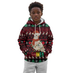 Guinea Christmas Kid Hoodie Festive Dove String Lights and Red Black Holiday - African Pride