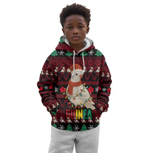 Guinea Christmas Kid Hoodie Festive Dove String Lights and Red Black Holiday - African Pride