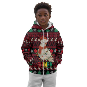 Guinea Christmas Kid Hoodie Festive Dove String Lights and Red Black Holiday - African Pride
