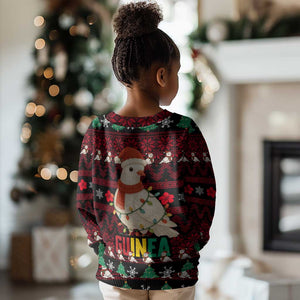 Guinea Christmas Kid Ugly Christmas Sweater Festive Dove String Lights and Red Black Holiday - African Pride