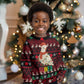 Guinea Christmas Kid Ugly Christmas Sweater Festive Dove String Lights and Red Black Holiday - African Pride