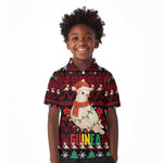 Guinea Christmas Kid Polo Shirt Festive Dove String Lights and Red Black Holiday - African Pride