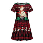 Guinea Christmas Kid Short Sleeve Dress Festive Dove String Lights and Red Black Holiday - African Pride