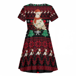 Guinea Christmas Kid Short Sleeve Dress Festive Dove String Lights and Red Black Holiday - African Pride