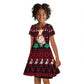 Guinea Christmas Kid Short Sleeve Dress Festive Dove String Lights and Red Black Holiday - African Pride