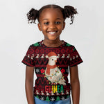 Guinea Christmas Kid T shirt Festive Dove String Lights and Red Black Holiday - African Pride