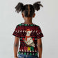 Guinea Christmas Kid T shirt Festive Dove String Lights and Red Black Holiday - African Pride