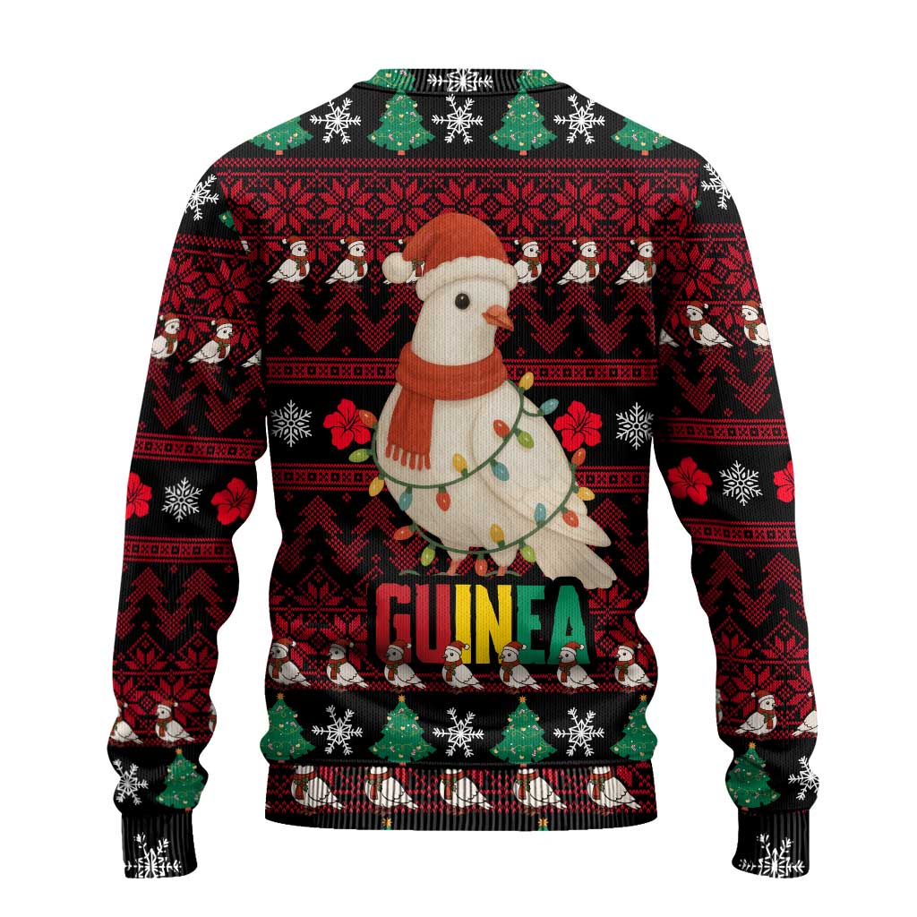 Guinea Christmas Ugly Christmas Sweater Festive Dove String Lights and Red Black Holiday - African Pride