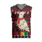 Guinea Christmas Knitted V-Neck Vest Festive Dove String Lights and Red Black Holiday - African Pride