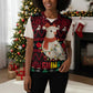 Guinea Christmas Knitted V-Neck Vest Festive Dove String Lights and Red Black Holiday - African Pride