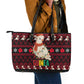 Guinea Christmas Leather Tote Bag Festive Dove String Lights and Red Black Holiday - African Pride