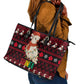 Guinea Christmas Leather Tote Bag Festive Dove String Lights and Red Black Holiday - African Pride
