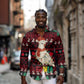 Guinea Christmas Long Sleeve Button Shirt Festive Dove String Lights and Red Black Holiday - African Pride